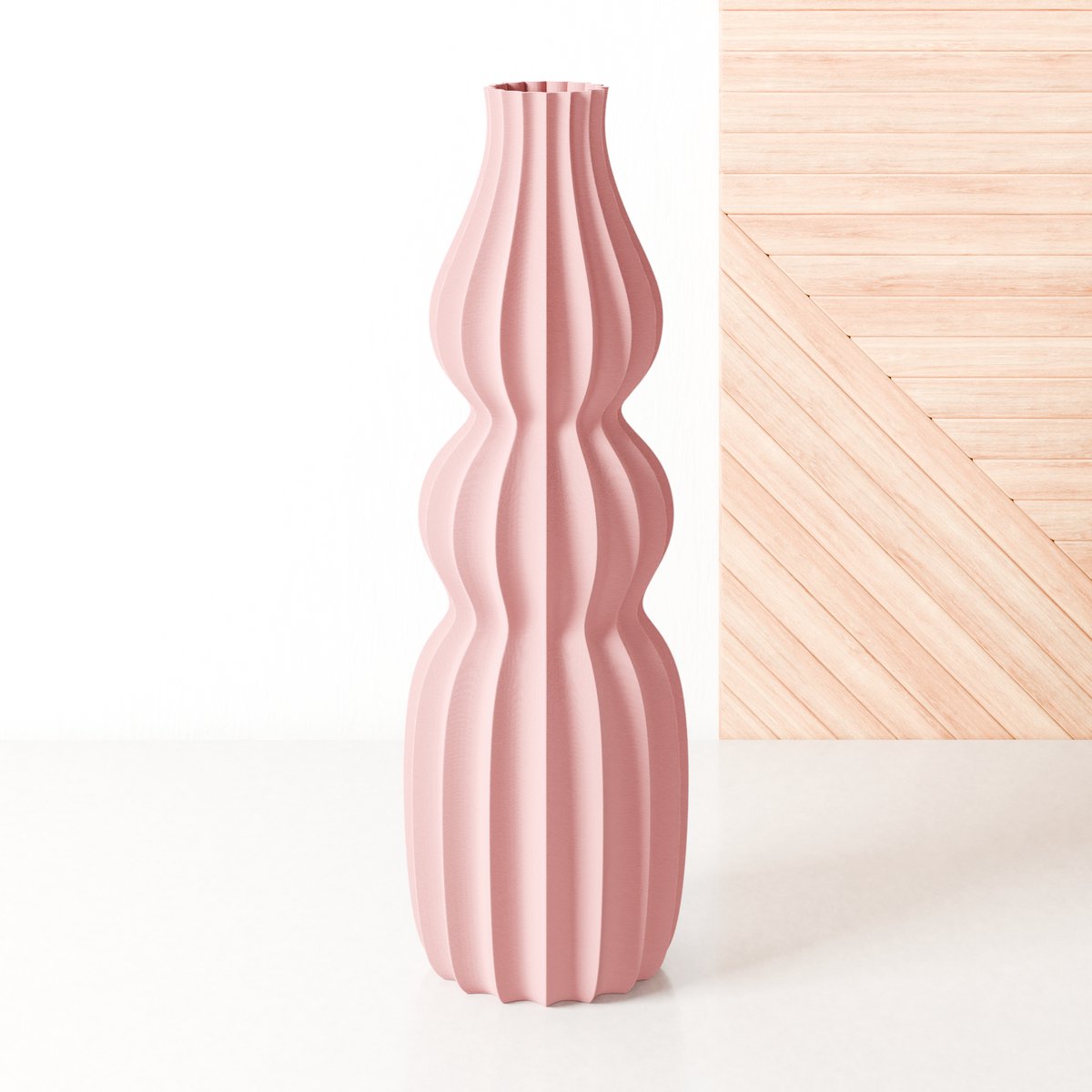 Fleuriek Kleine vaas Roze - H30 cm - Smalle vloervaas of decoratieve bloemen vaas, gekleurde design vaas van kunststof - Vensterbankvaas