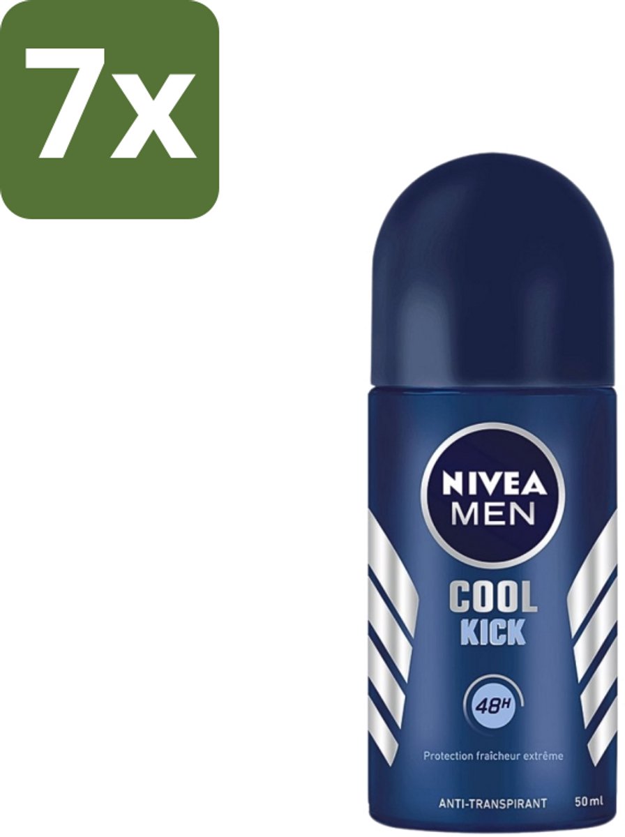 Nivea - Cool Kick - Mannen Rollerdeodorant - 48 Uur Lang Werkend - 50 ml - Bulkverpakking - 7 stuks