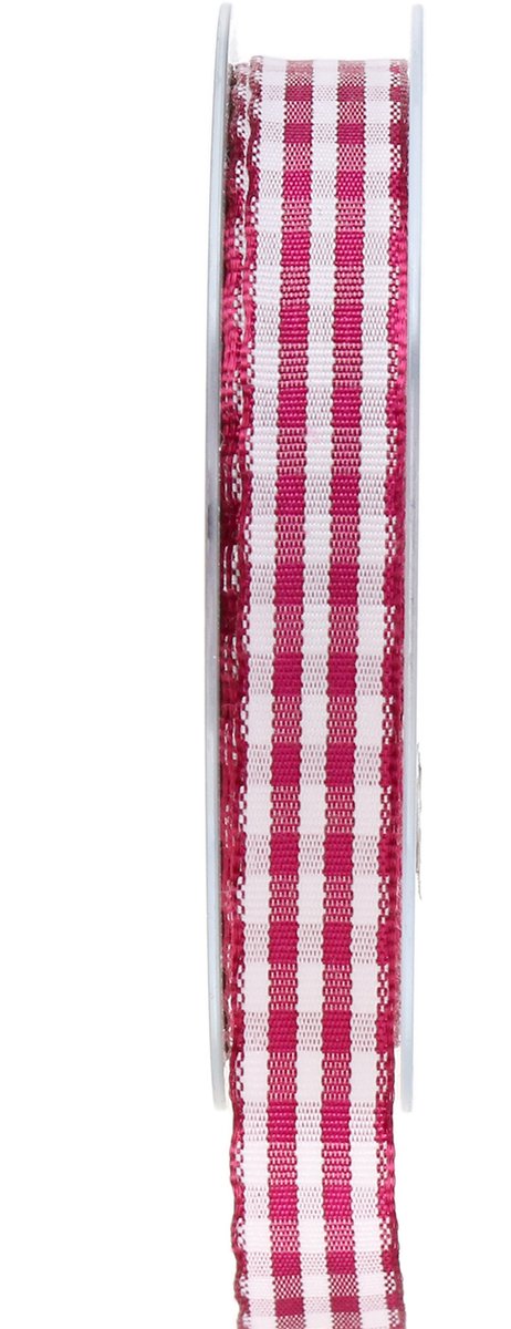 Cadeaulint geruit paars 15mm 20m