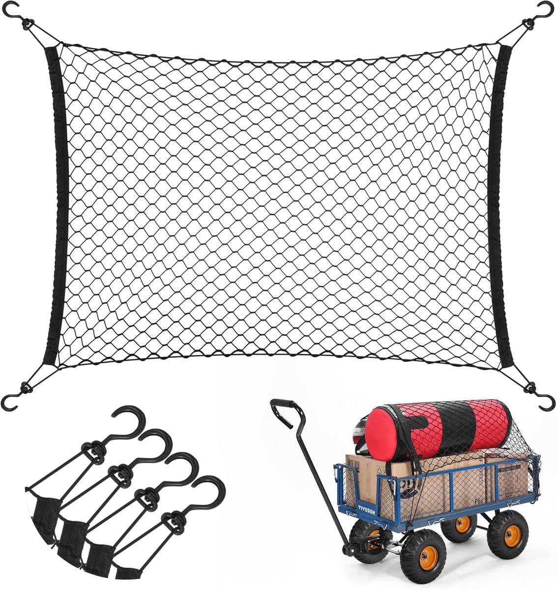 Robuust Bungee Net voor Tuinwagen, Transportwagen en Opvouwbare Kar - 91.5 x 76 cm