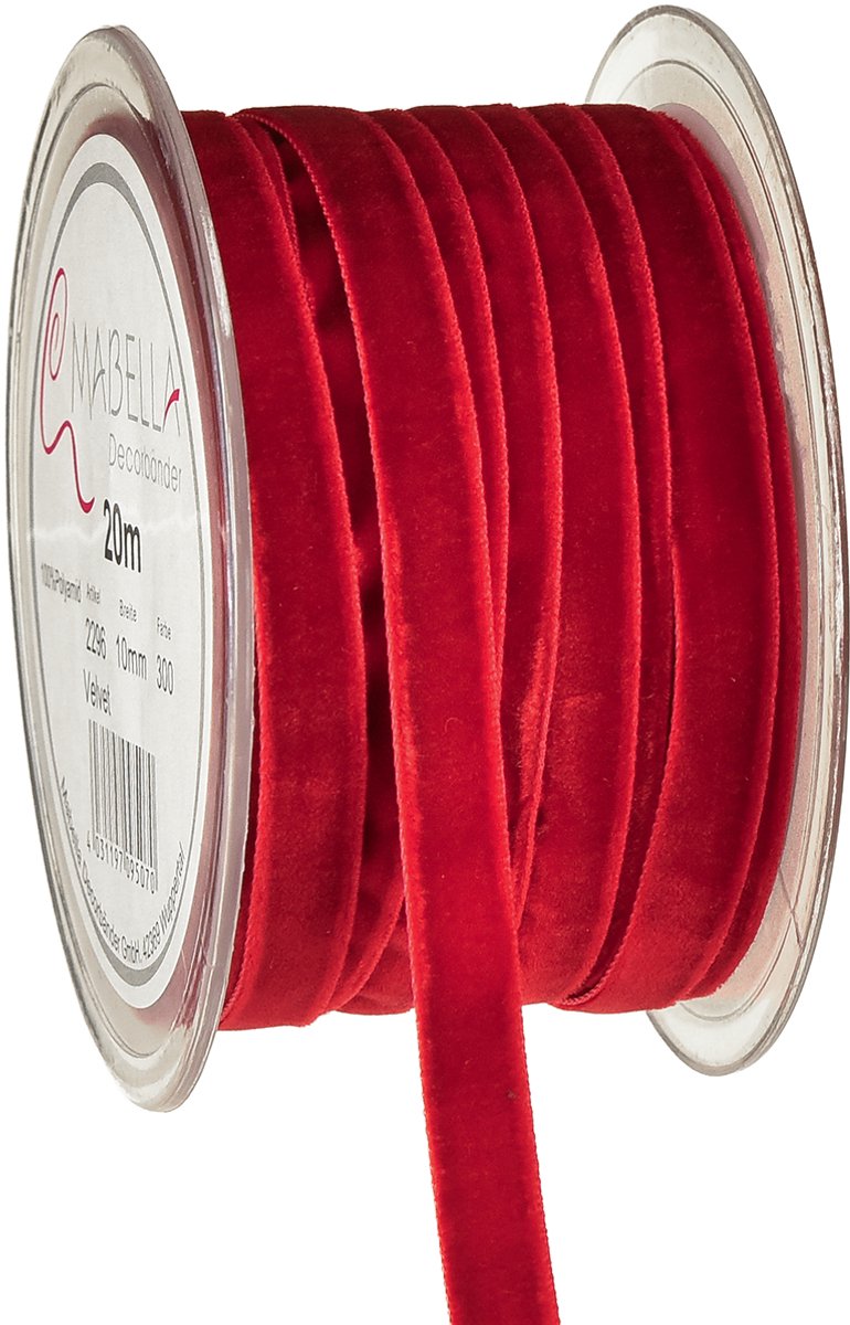 Fluwelen lint decoratief lint Fluwelen lint Rood 10mm 20m