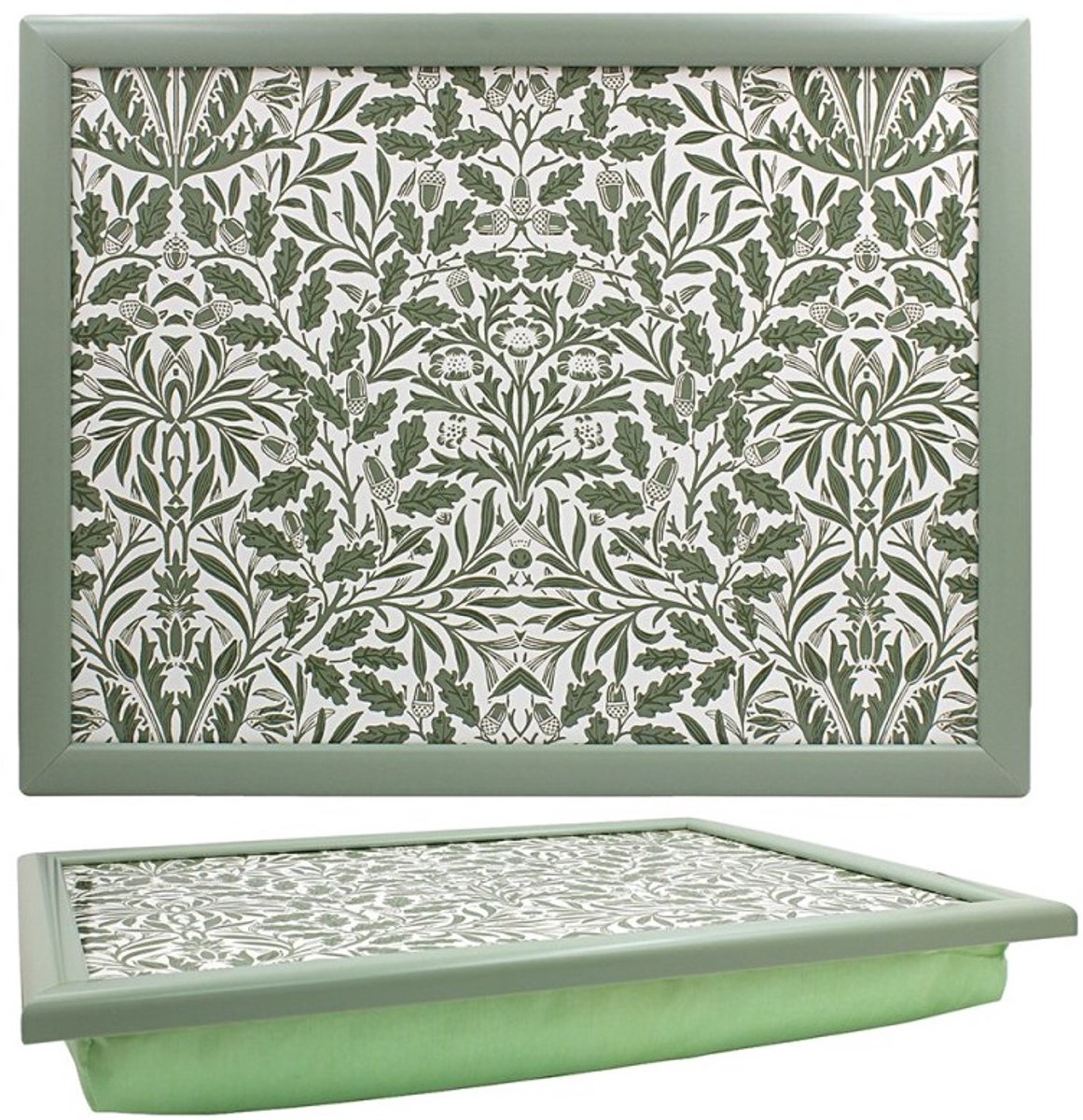 Cosy Creations- Laptray - Schoottafel - Schootkussen - Laptoptafel - Dienblad met kussen - groene bladeren met eikels 44 x 33 x 6 cm