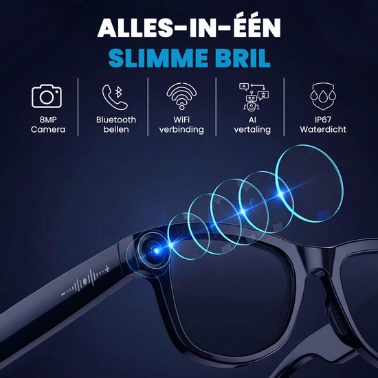 Camera bril - Slimme bril met camera - Smart glasses - Spy camera - Vertaalfunctie — afbeelding 2