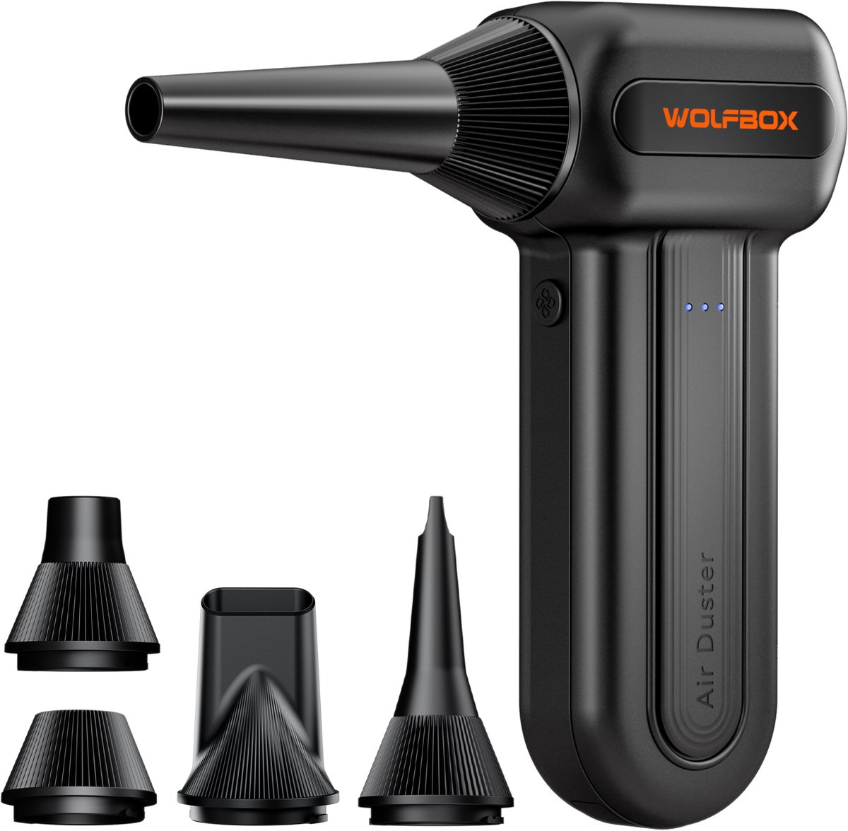 Wolfbox MF60 Air Duster Draadloos - Oplaadbaar 5000mAh - 110.000 RPM - Perslucht - Compressed Air - Stofreiniger - Luchtblazer - Perslucht - Turbo Fan - 3 snelheden - Voor computertoetsenborden, autoreiniging, thuis en buiten