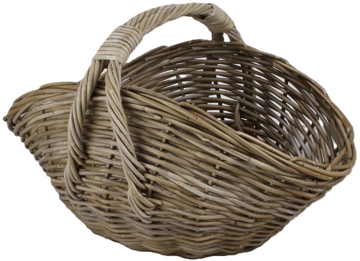 MigoStyling - Lectuurmand - Hengselmand - Houtmand - Grey Rotan - Riet - Klassiek - Bohemian - Lengte 60 cm
