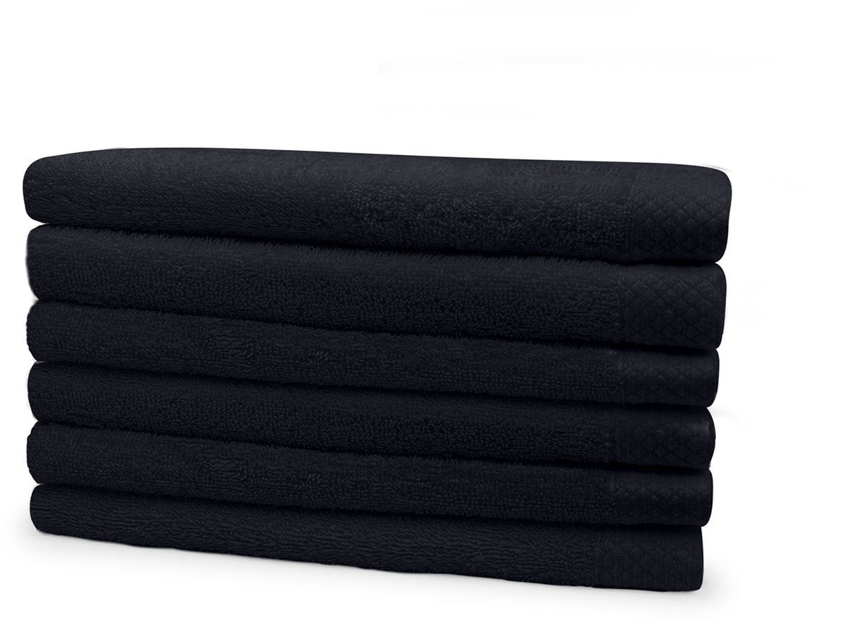 Eleganzzz Handdoeken Set - Set van 6 - Badhanddoeken 70x140cm - Badlakens - Handdoek - 420 gr/m2 - 100% Katoen - black