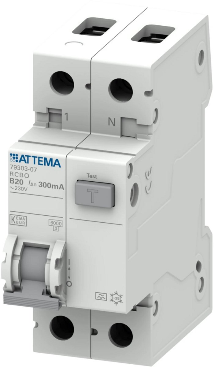 ATTEMA Click-mate NXT aardlekautomaat 1-polig+nul 20A B-kar 300mA (AT90220)