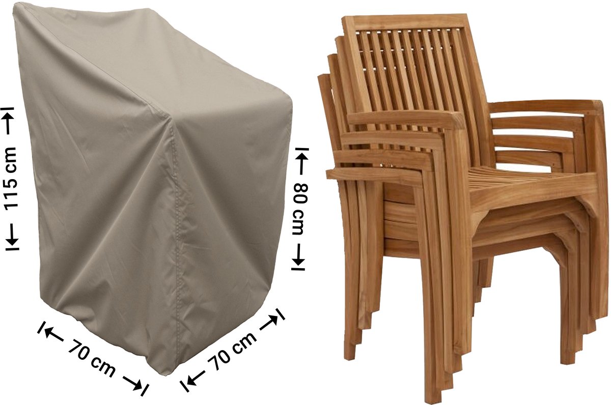 Raffles Covers Tuinstoelhoes - 70 x 70 H: 115 cm - RSTACK70 - Waterdicht - Ademend - UV-bestendig - Elastisch rijgkoord - Beschermhoes tuinmeubelen Taupe