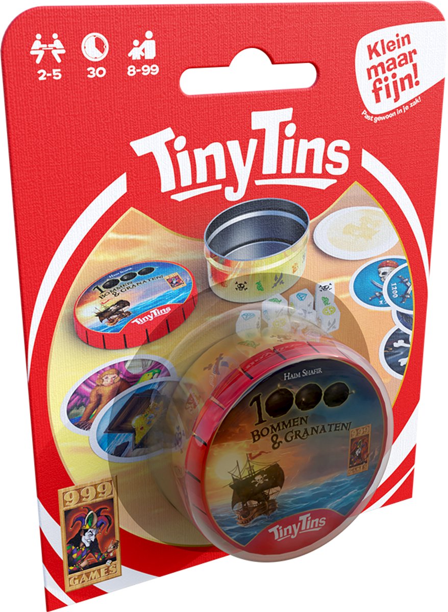 999 Games - Tiny Tins: 1000 Bommen en Granaten - Een grote buit in een klein schatkistje! - Reisspel - Familiespel - Klein cadeautje — afbeelding 6