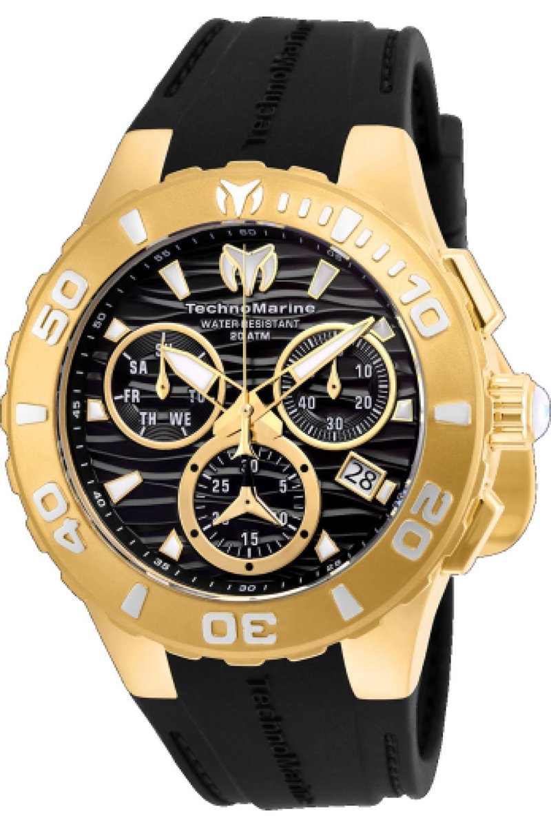 TechnoMarine Cruise TM-115076 Heren Horloge - Waterdicht - Analoog - Quartz Uurwerk - Roestvrij Staal met zwarte Wijzerplaat - 44mm