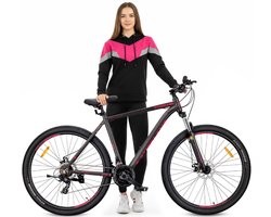 Tatra Bikes Mountainbike 29" Overland, MTB-fiets voor dames en heren, fiets 29" - 21 inch aluminium frame, 21 versnellingen, schokdemper, schijfremmen - Zwart-Fuchsia