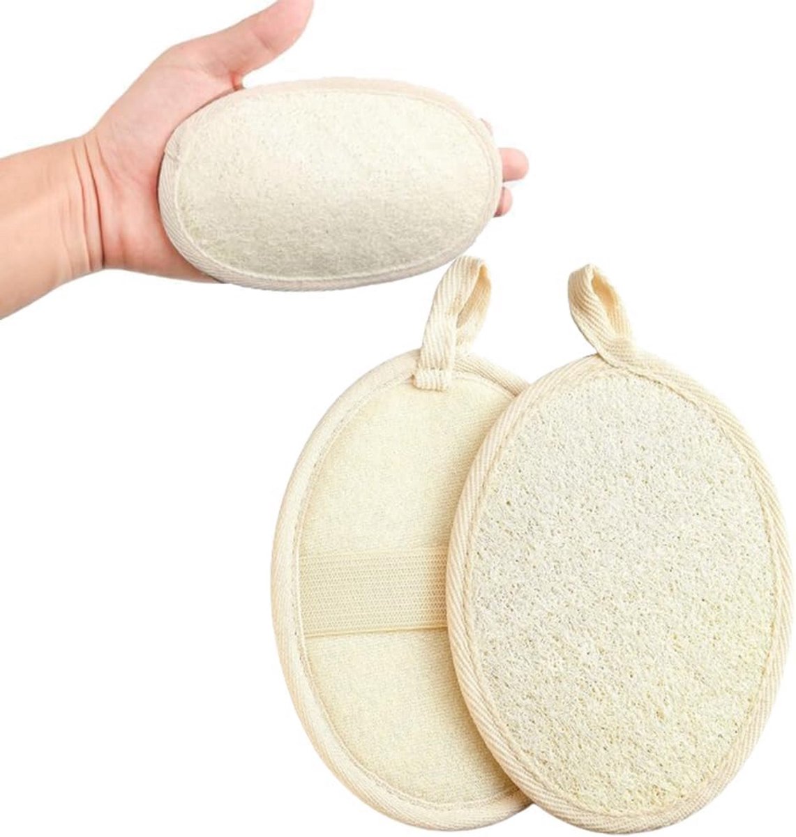2x Natuurlijke Loofah Spons voor Scrubben en Peeling - Wasbaar en Herbruikbaar
