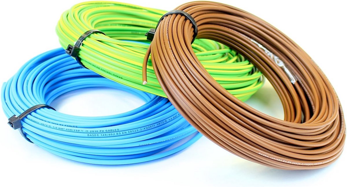 16mm Enkeladerige Installatiekabel Blauw Bruin Geel/Groen voor Elektrische Installaties
