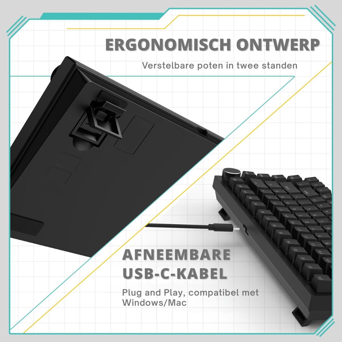 VH Supplies® Mechanical Keyboard - Mechanisch Toetsenbord - Gaming Keyboard - 75% - USB-C thumbnail 4