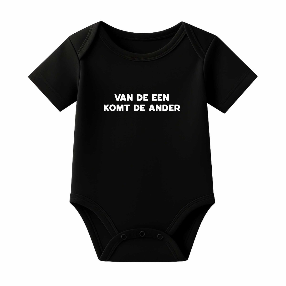 Romper Baby Aankondiging – Van de een komt de ander – Zwart – Korte mouw – Maat 74/80