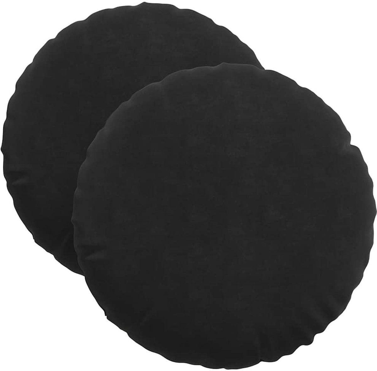 vidaXL Zitkussens - 2 - st - Fluweel - Zwart - Diam. - 40 - x - 13 - cm