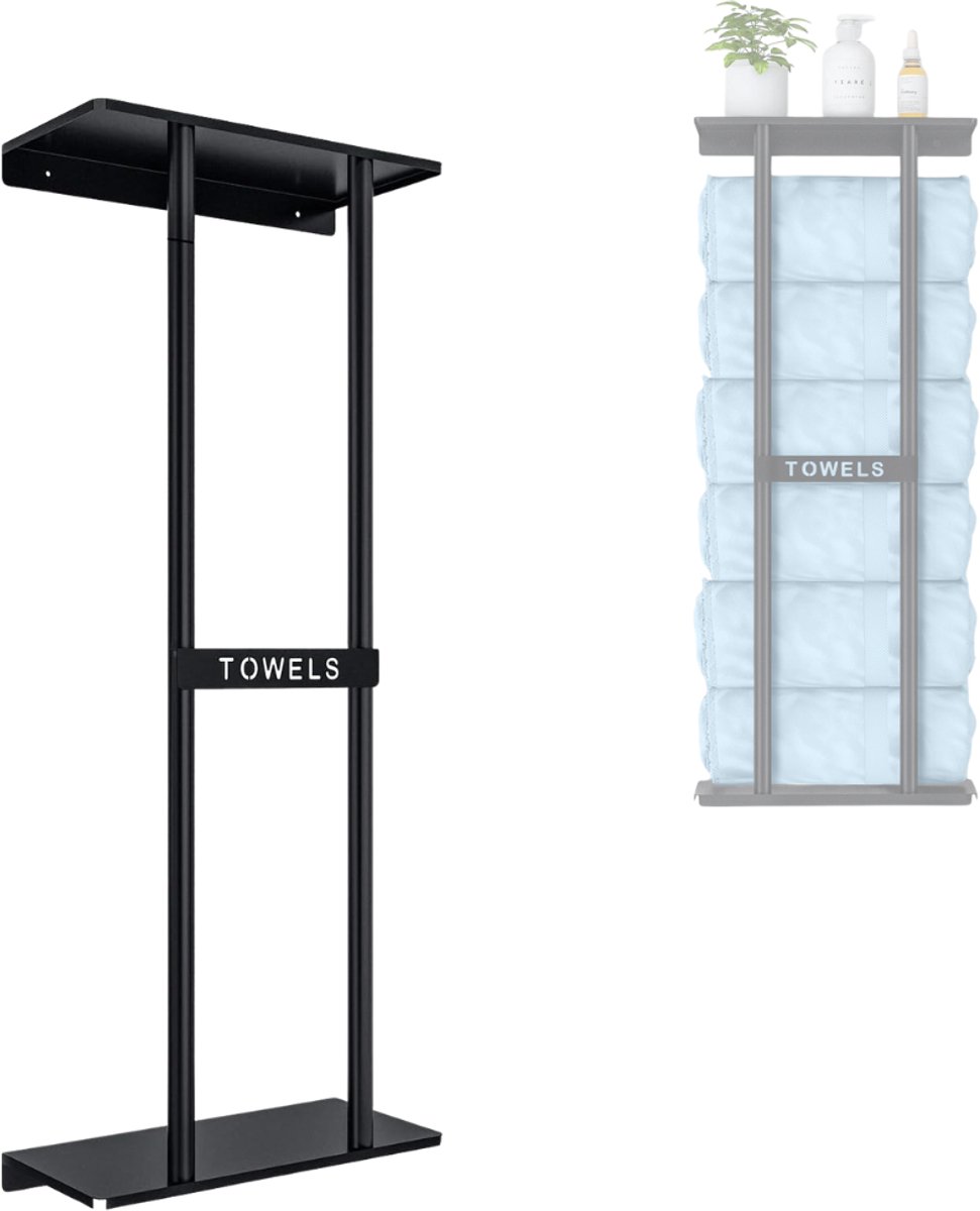 NBAP® Handdoekrek Badkamer - Handdoekhouder -Zwart