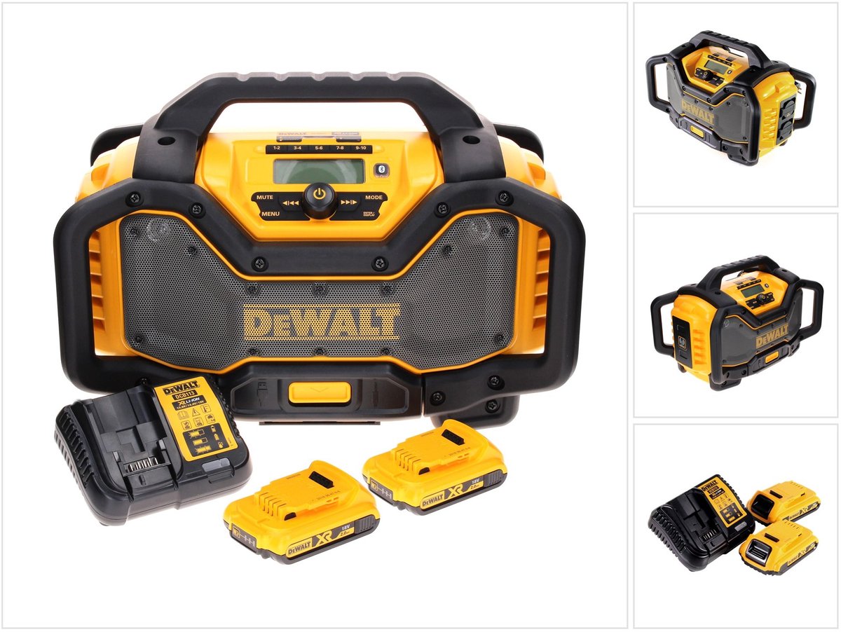 DeWalt DCR 027 D2 draadloze radio DAB+ 10,8-18,0 V + 2x accu 2,0 Ah + lader