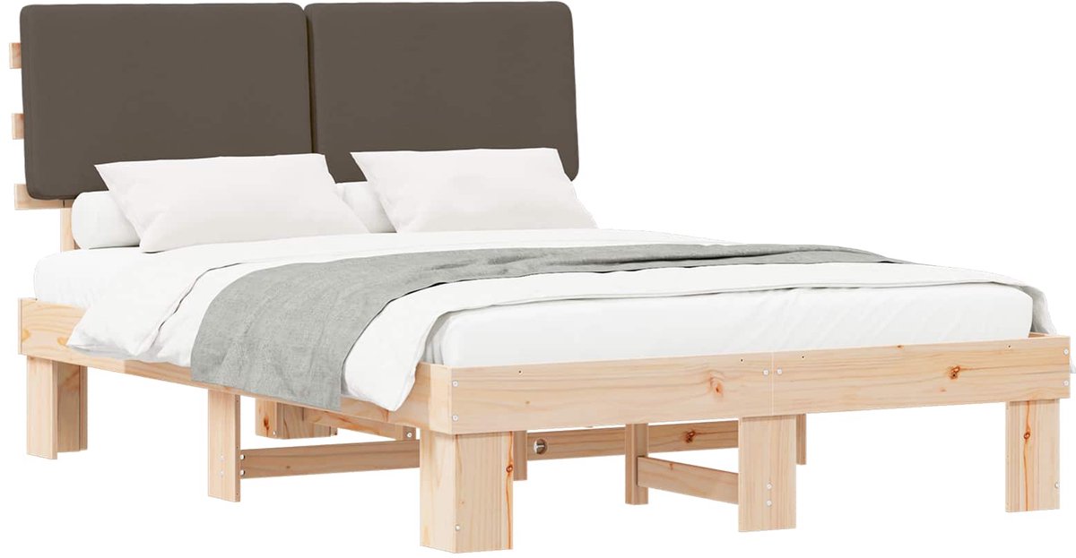 vidaXL - Bedframe - met - Gevoerde - Hoofdbord - Taupe - 160 - x - 200 - cm