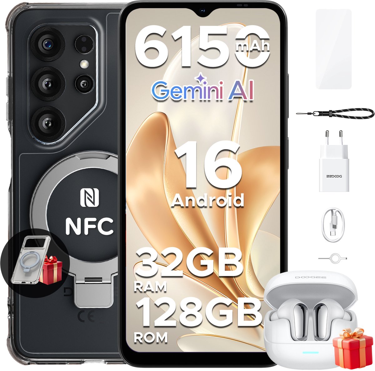 DOOGEE NOTE 56X PRO VIP- Smartphone - Android 16- UNISOC T7225- 32GB RAM + 128GB ROM / 2TB TF - 6150mAh - 6,56 inch HD+ - 13MP + 8MP - NFC - Face ID - Gemini AI - Widevine L1- GPS