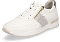 Witte Gabor sneaker met gouden rits en luipaardprint accent.