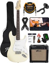 Finesse Elektrische Gitaar met Versterker - met Videocursus - Gitaar - Volwassenen - Kind - Crème