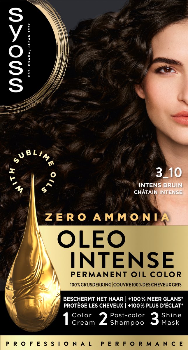 Bol.com Syoss Oleo Intense 3-10 Haarverf - Intense Bruin - Permanente Haarkleuring - Ammoniakvrij - Met Voedende Oliën - 100% Gr... aanbieding