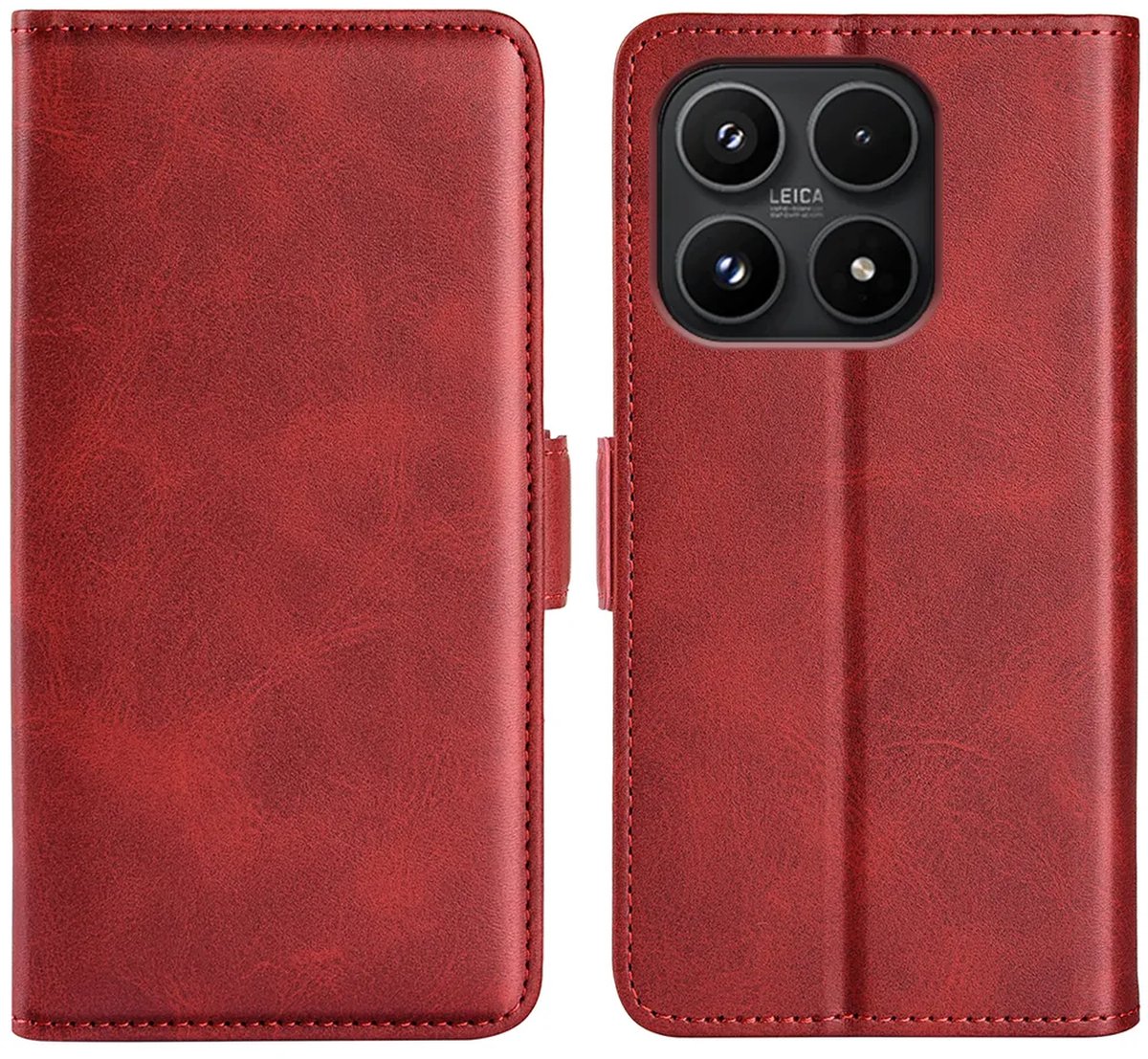 MobyDefend Hoesje - Geschikt voor Xiaomi 17 - Luxe Wallet Book Case (Sluiting Zijkant) - Rood