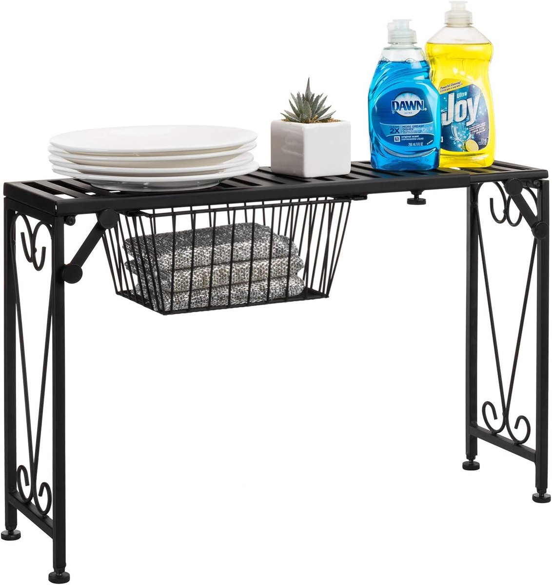 Opslag Organizer - Keukenrek - Ruimte Besparen - Uittrekbare Lade - 90 cm - Zwart