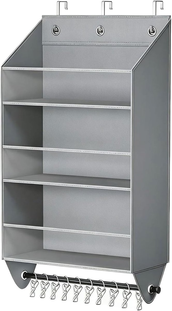 Deur Hanger - Petten Opslagrek - Ruimte Maximaliseren - Drielaags Systeem - 78x42x19.8cm - Grijs