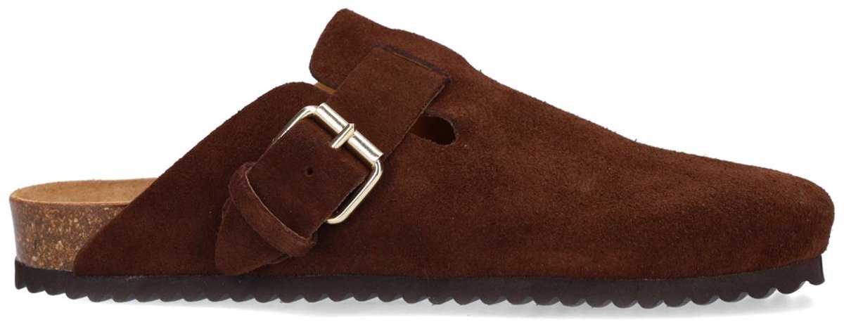 Sacha - Dames - Bruine suède clogs met gesp - Maat 39