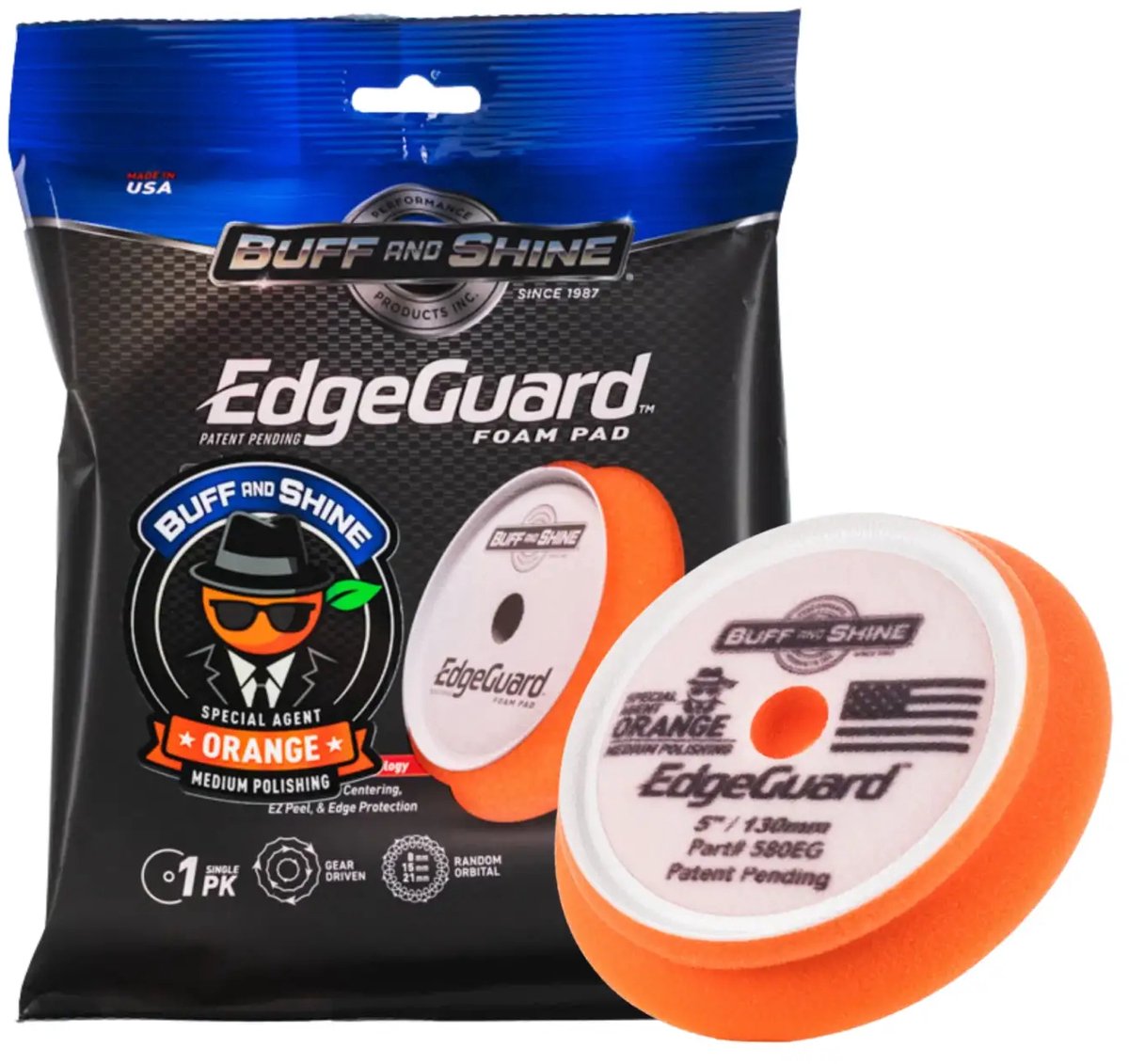 Buff and Shine Edgeguard Foam Pad 130mm Orange-Medium Polish