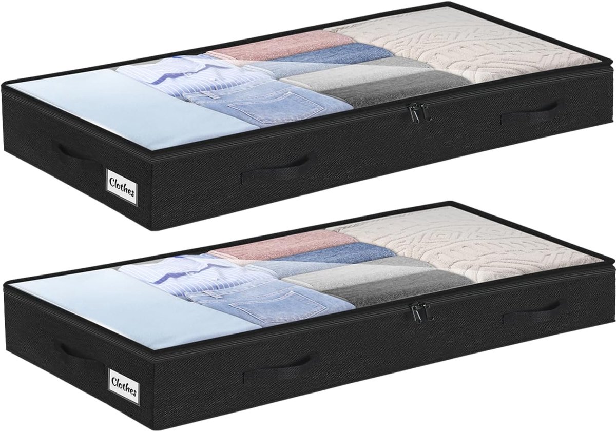 Onderbed Opbergbox - Kleding Opberger - Ruimte Besparen - Transparant Deksel - 10cm Hoog