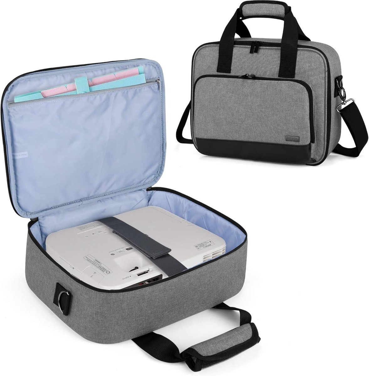 Projectortas - Draagbare Koffer - Veilig Transport - Veel Opbergvakken - 34 CM Breed - Grijs