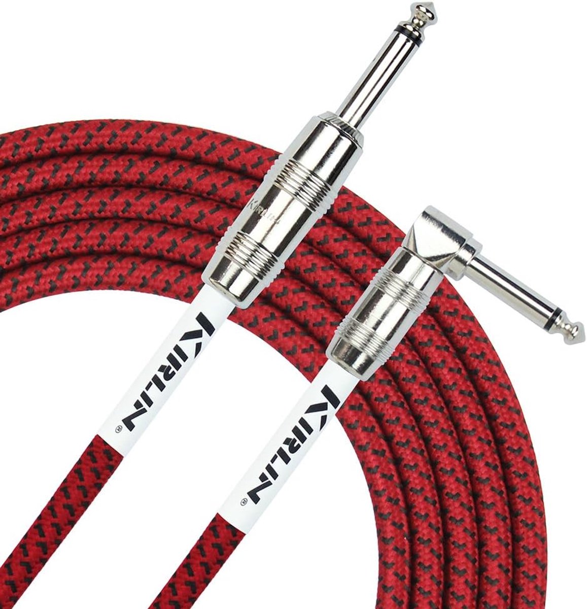 Instrument Kabel - Gitaar Lead - Muziek Maken - Stoffen Omhulsel - 3 Meter - Rood
