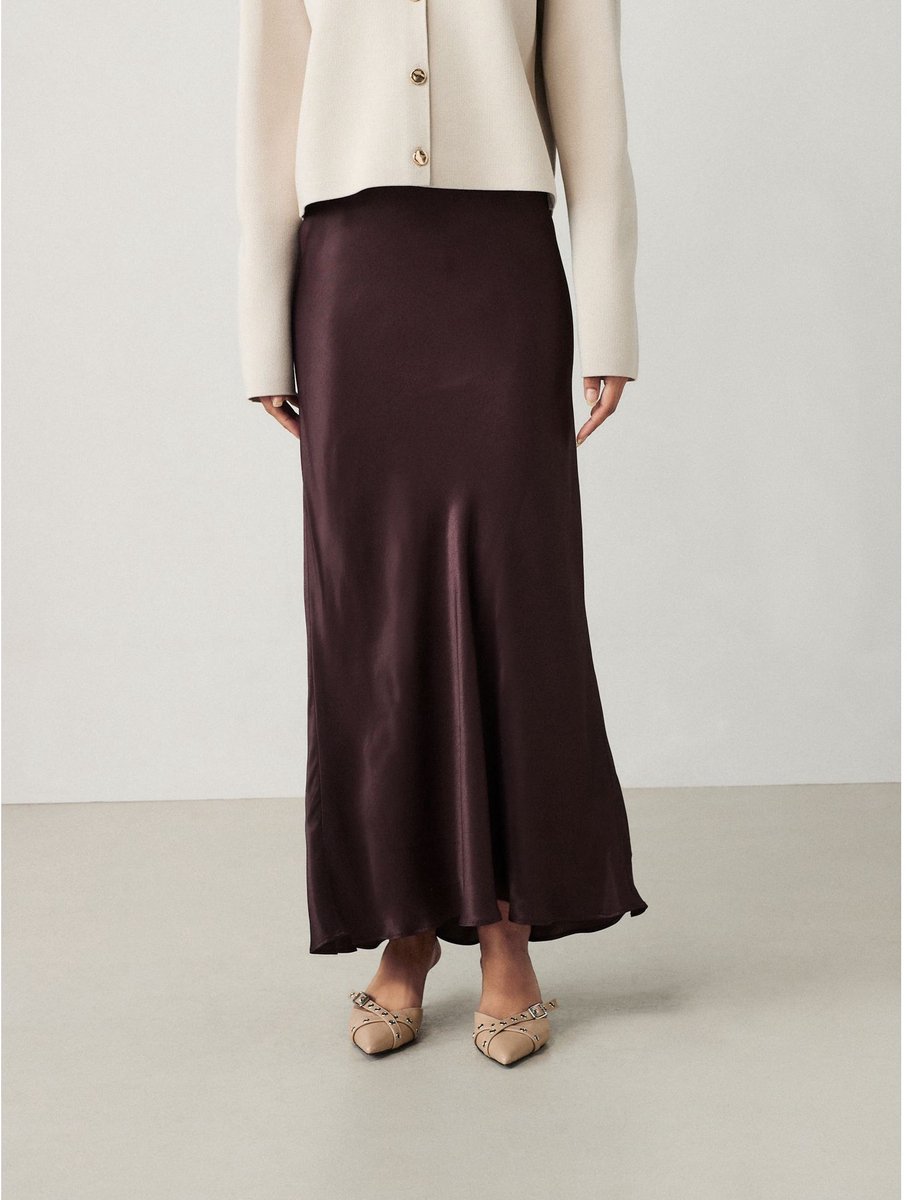 Next - Dames - Satijnen midirok - Bruin