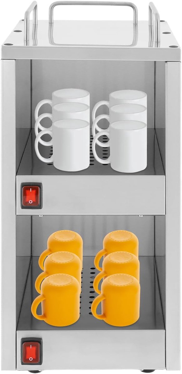 Bordenverwarmer - Warmhoudkast - Horeca Keuken - Dubbel Regelbaar - 25x32x55.5cm - Zilver