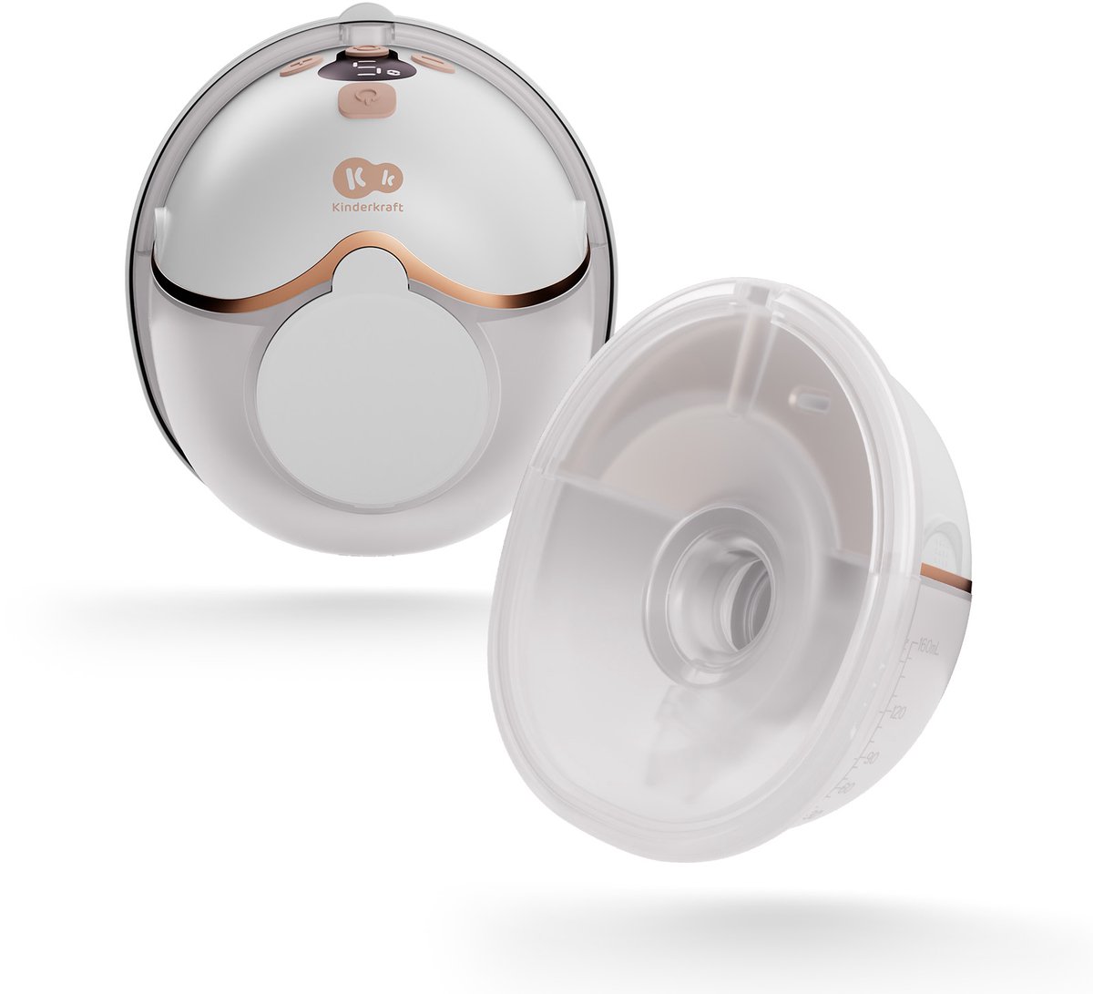 Kinderkraft MAMAFLOW Hands-Free Borstkolf – Elektrische - Draadloos & Zeer Stil – Vijftraps Systeem met 9 Niveaus – Licht – 160 ml Reservoir – 4 Borstschilden (17–24 mm) - Goud