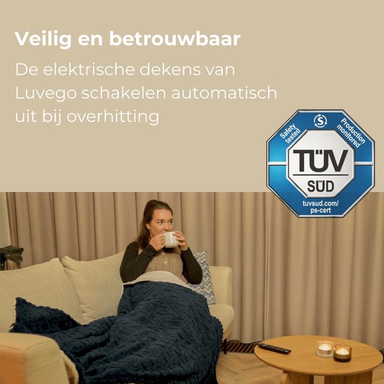 Luvego Elektrische Deken XL - Bovendeken & Warmtedeken - 180x130CM - 1 of 2 persoons - TÜV GS - Omslagdeken & Knuffeldeken - 9 Warmtestanden met Timer - 160W - Wasbaar - Verwarmingsdeken Fleece Plaid - Grijs