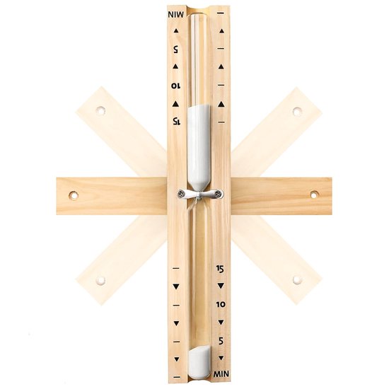 QTTVBTNA -Zandloper Timer - Badkamer Zandloper Timer - Houten - Wandmontage en Draaibaar - 15 minuten aftellen - Sauna Timer