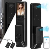 TUIA Smart Deurslot met Gezichtsherkenning & Vingerafdruk – Sleutelloos Toegangssysteem – Palmscan, App & Code – Binnendeurslot met Camera – Voor Moderne Woningen – Zwart