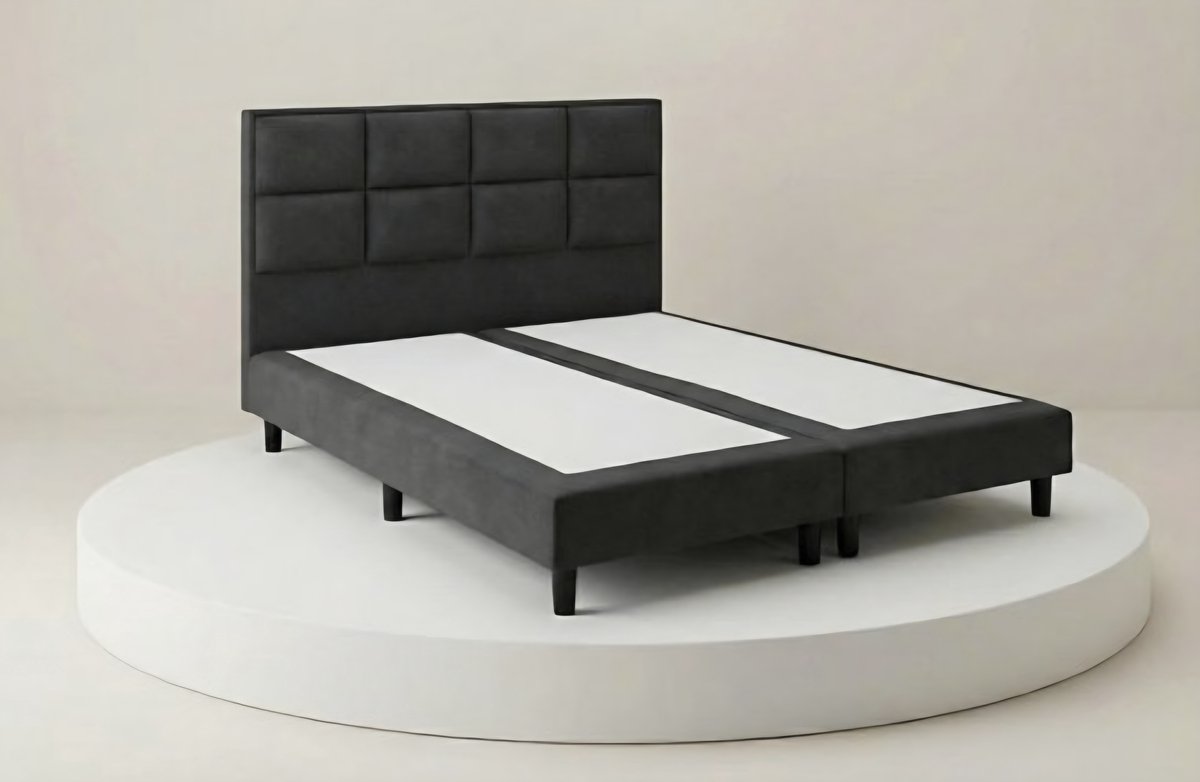 Bal Bedden Boxspring DreamLux - 180x200 Zonder matras - Antraciet 8 Vaks - BalBedden