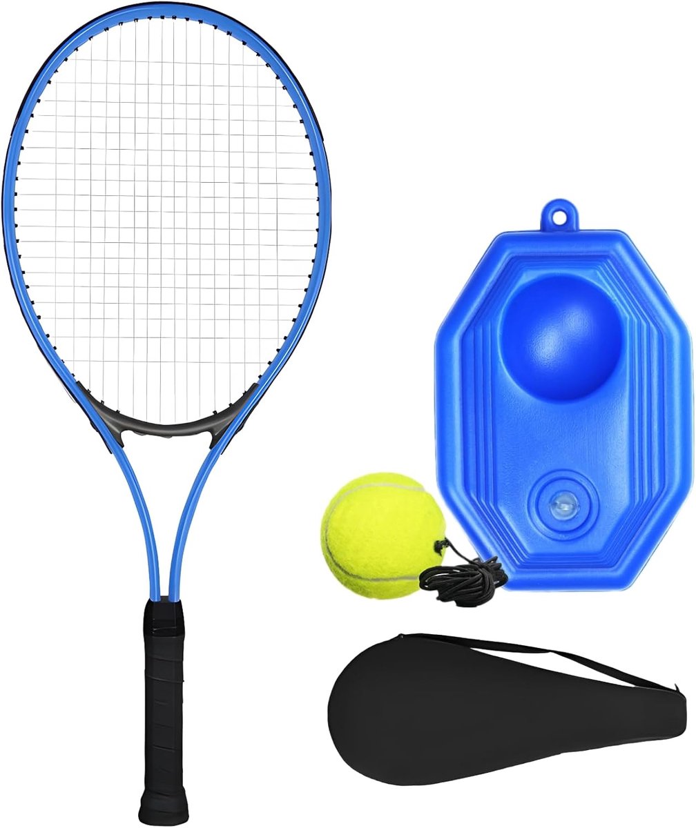 Tennis Trainer Set - Solo Oefenen - Tennis Training - Inclusief Bal Basis - 27 Inch Racket - Blauw
