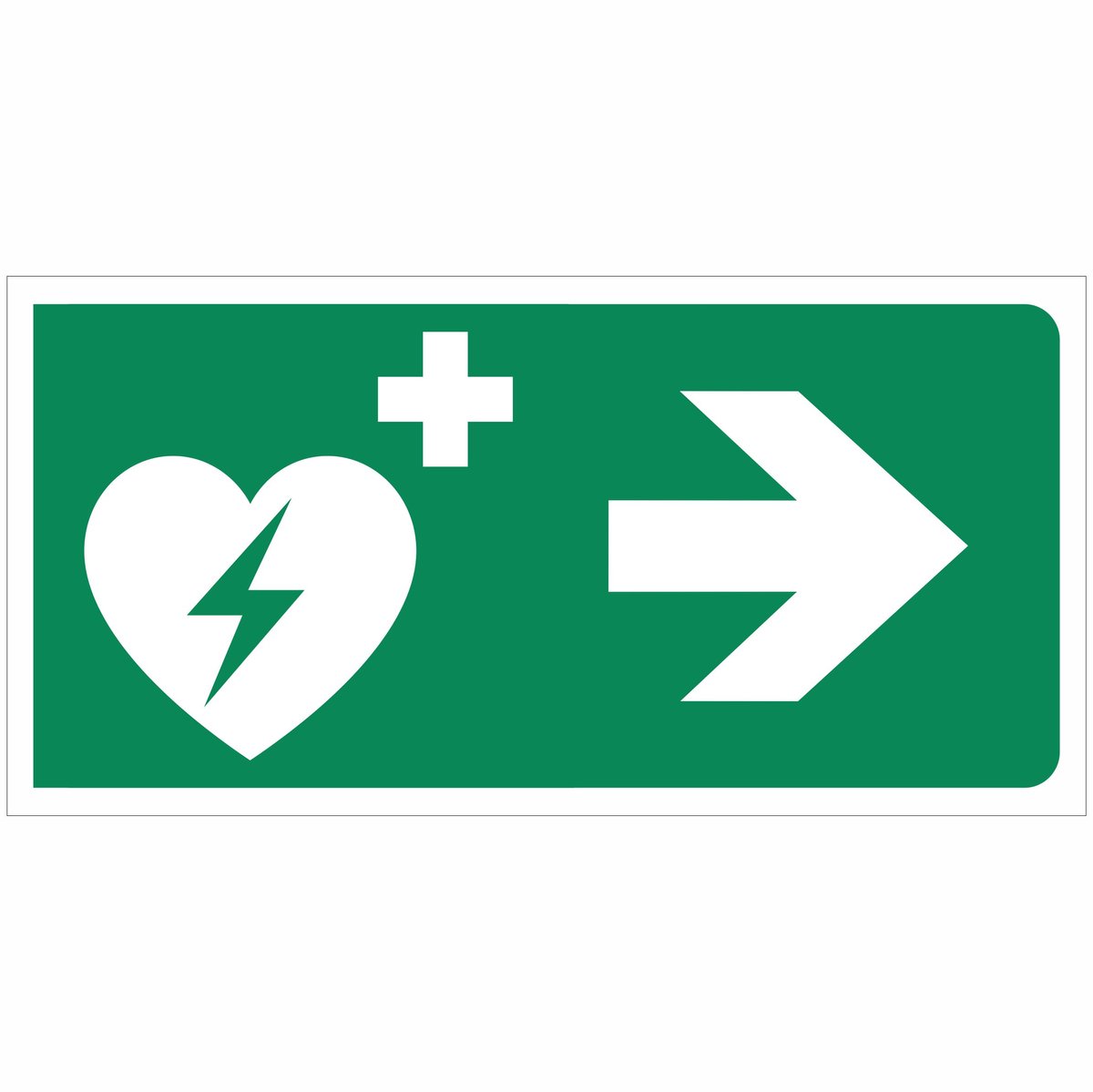 AED rechts REFLECTEREND (7-10 jaar buitengebruik) 40x20 cm DIBOND bord
