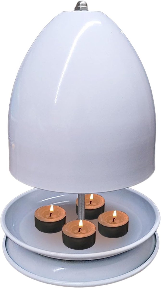 Theelicht Verwarmer - Kachel Houder - Gezellige Sfeer - Dubbellaags Metaal - 17.5x27cm - Wit