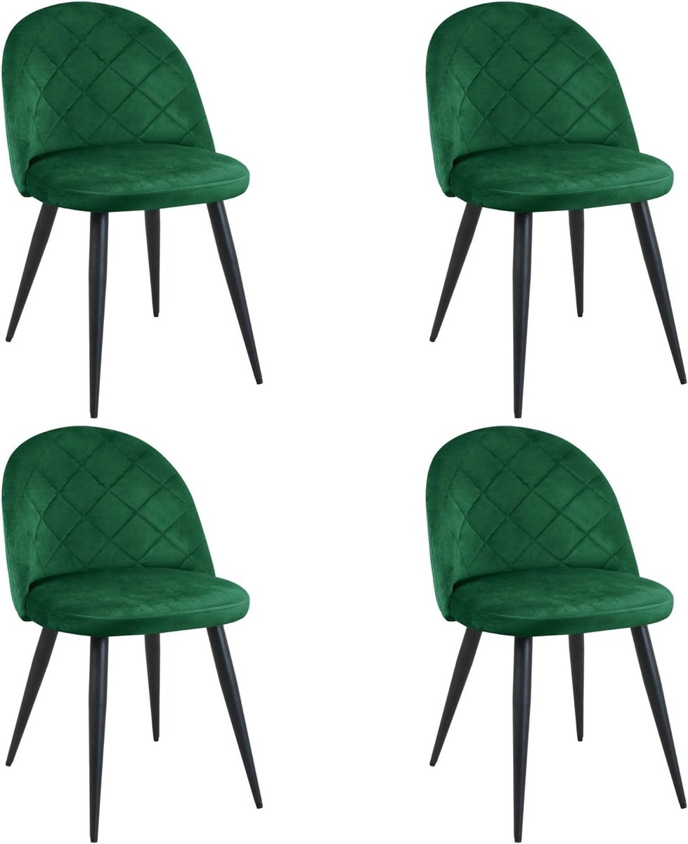 Eetkamerstoelen Set - Fluwelen Stoelen - Moderne Inrichting - Gewatteerd Comfort - 54x42x7