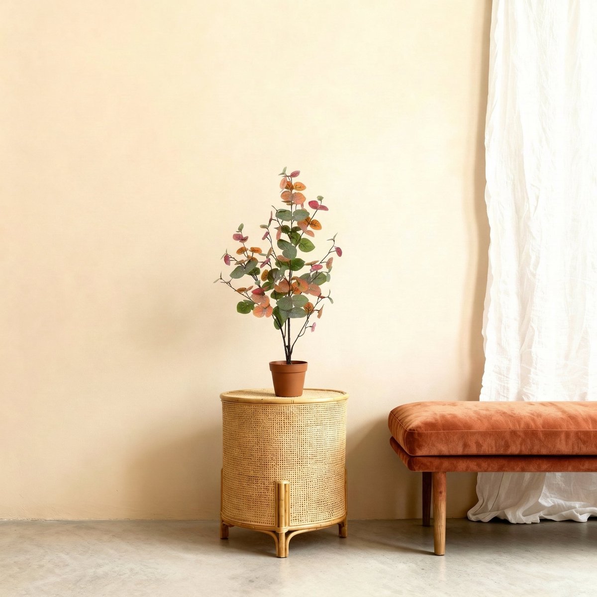Florafy Kunstplant Eucalyptus Herfstkleuren 86cm - Kunstplanten voor binnen - Onderhoudsvrij Groen