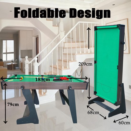 Biljarttafel - Snookertafel - Spel en recreatie - Inklapbaar en compleet - 6 voet - Groen — afbeelding 2