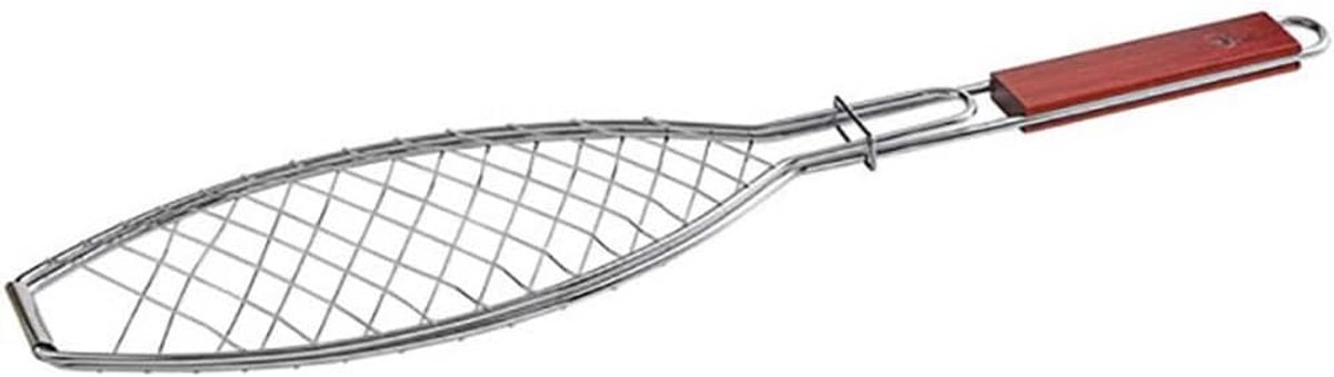 Visgrillmand - BBQ Mand - Buiten Koken - Veilig Vergrendelbaar - 60x15cm - Zilver