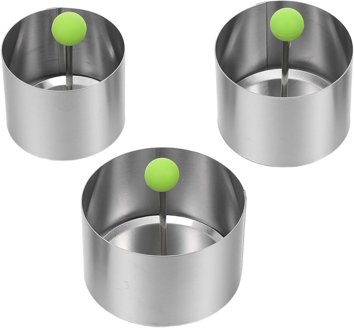 Taartringen Set - Mousse Vormen - Desserts Maken - Inclusief Duwers - 6 7 8 cm - Groen